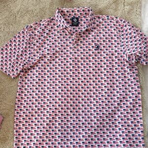 Donald Ross Men's Pink and Blue Polo Shirt